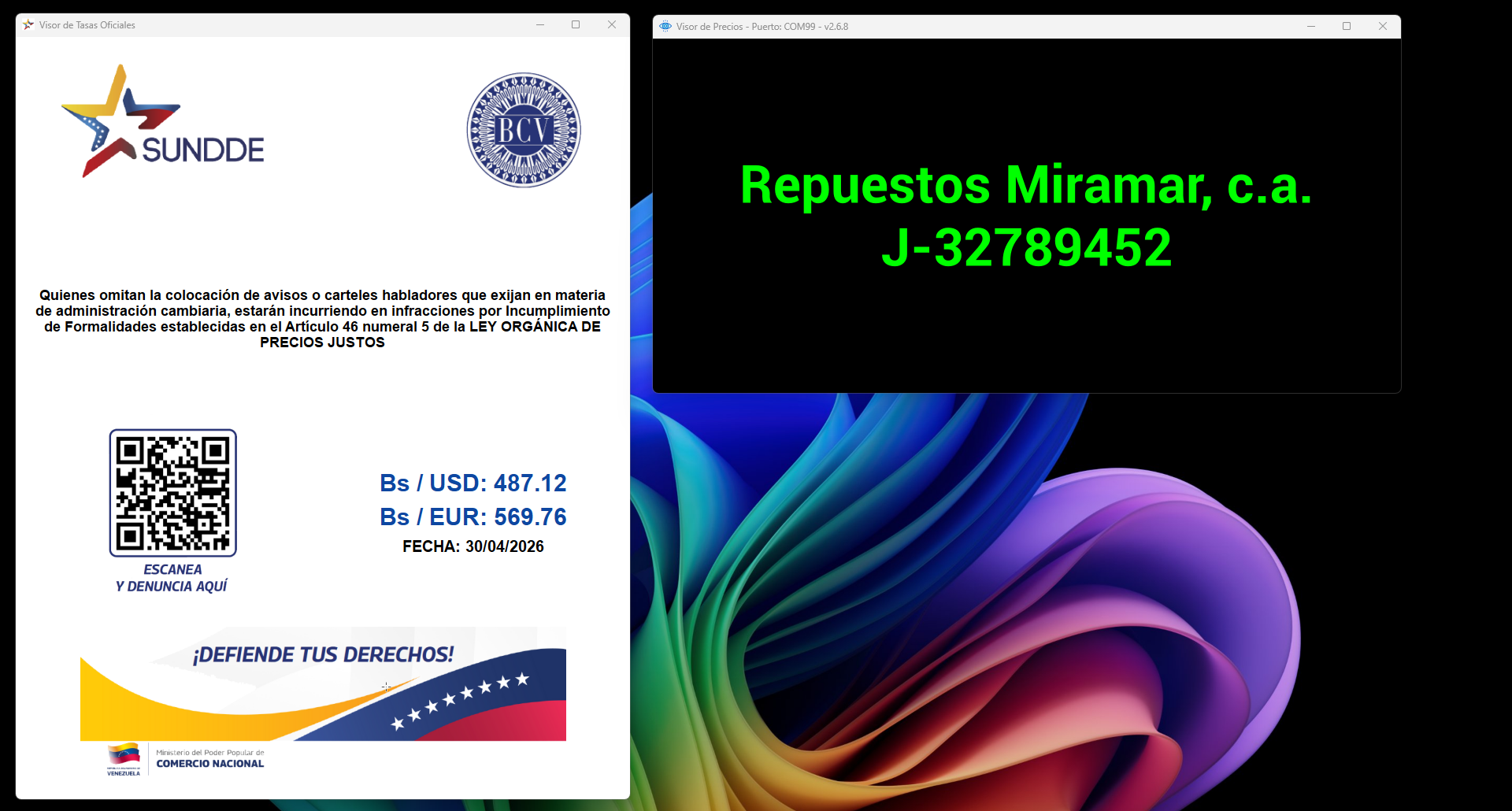 Interfaz de visor de precios digital